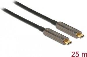 Delock - Video- / Audiokabel - USB-C männlich zu USB-C männlich - 25 m - Glasfaser - Schwarz - Active Optical Cable (AOC)