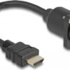 Delock - HDMI-Verlängerungskabel - HDMI männlich zu HDMI weiblich schraubbar - 20 cm - Schwarz - unterstützt 4K 60 Hz (3840 x 2160) (87966)