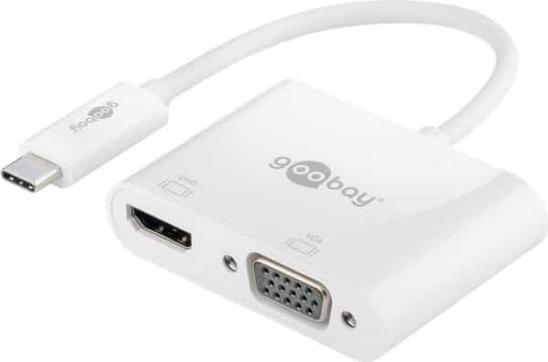 Goobay 52430 Notebook-Dockingstation & Portreplikator Verkabelt & Kabellos USB 3.2 Gen 1 (3.1 Gen 1) Type-A + Type-C Weiß (52430)