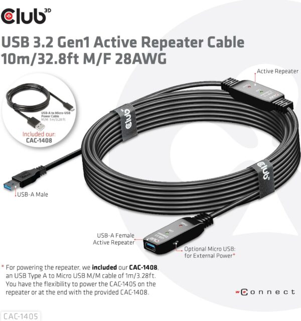 Club 3D - USB-Verlängerungskabel - USB Typ A (M) bis USB Typ A (W) - USB 3