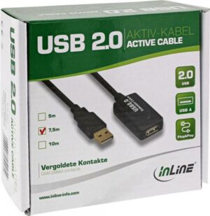 InLine Signal Booster / Repeater - USB-Verlängerungskabel - USB (W) bis USB (M) - USB2.0 - 7