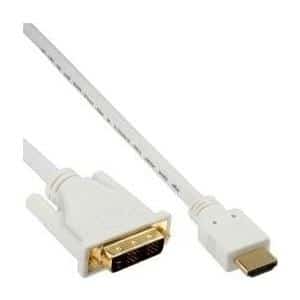 InLine - Video- / Audiokabel - HDMI / DVI - HDMI (M) bis DVI-D (M) - 50cm - abgeschirmt - weiß (17659U)