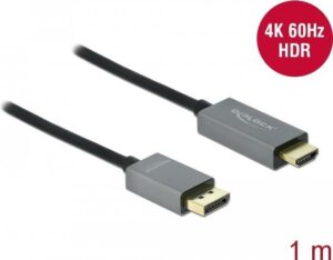 DeLOCK - Video- / Audiokabel - DisplayPort / HDMI - DisplayPort (M) bis HDMI (M) - 1 m - Grau