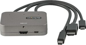 StarTech.com 3-in-1 Multiport auf HDMI Adapter - 4K 60Hz USB-C- - HDMI- oder Mini DisplayPort auf HDMI Konverter für Konferenzräume - Digitaler AV-Video Adapter zum Anschluss von HDMI-Monitor/-Display (CDPHDMDP2HD)