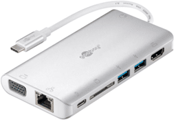 Goobay 49850 Notebook-Dockingstation & Portreplikator Verkabelt USB 3.2 Gen 1 (3.1 Gen 1) Type-C Silber - Weiß (49850)