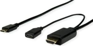ROLINE 11.04.5950 Videokabel-Adapter 1 m USB Typ-C HDMI + USB Schwarz (11.04.5950)