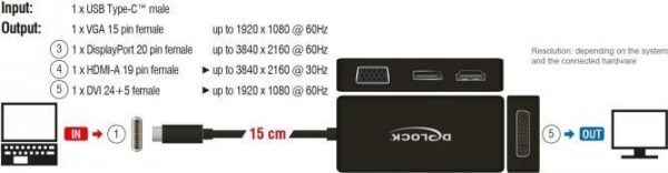 DeLOCK - Externer Videoadapter - USB-C - DVI