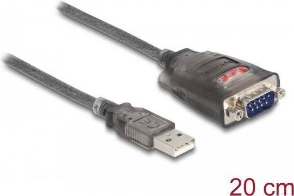 Delock Adapter USB 2.0 Typ-A zu 1 x Seriell RS-232 D-Sub 9 Pin Stecker mit Muttern mit 3 x LED 0