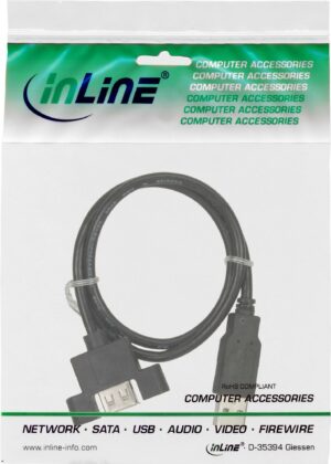 InLine - USB-Verlängerungskabel - USB (M) zu USB (W) schraubbar - USB2.0 - 60cm - Schwarz (Packung mit 120) (B-33440E)
