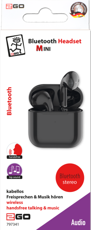 2GO TWS Mini Kopfhörer Kabellos im Ohr Anrufe/Musik Bluetooth Schwarz (797341)