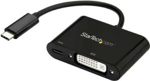 StarTech.com USB-C to DVI Adapter with USB Power Delivery - 1920 x 1200 - Black - Externer Videoadapter - Parade PS171 - USB-C - DVI - Schwarz