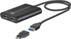 Sonnet USB3-DDP4K Videokabel-Adapter USB Typ-A 2 x DisplayPort Schwarz (USB3-DDP4K)