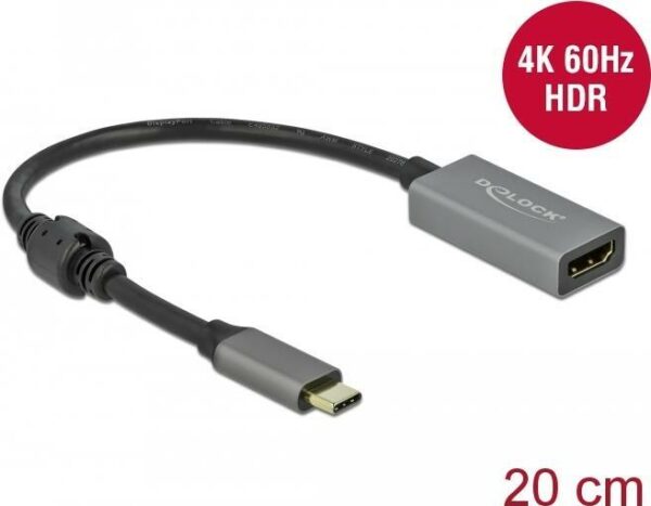 DeLOCK - Highspeed Videoschnittstellen-Converter - HDMI / USB - USB-C (M) bis HDMI (W) - 20cm - Grau