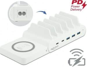DeLOCK USB and Wireless Charger - Ladestation + AC-Netzteil - 110 Watt - 5 A - PD - 5 Ausgabeanschlussstellen (3 x USB Typ A