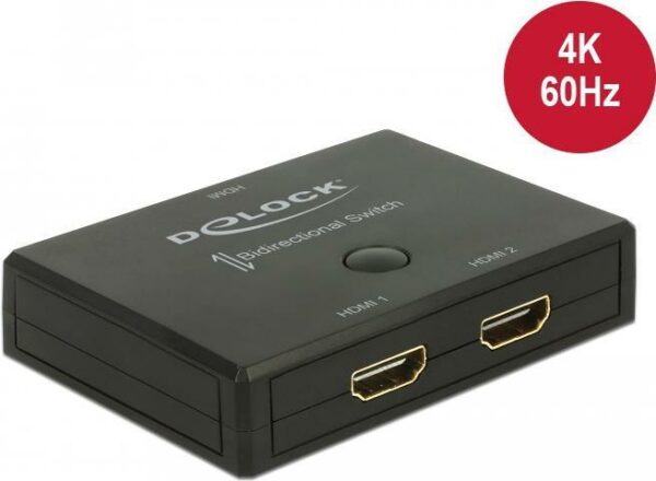 DeLock HDMI 2 - 1 Switch bidirectional 4K 60 Hz - Video/Audio-Schalter - 2 x HDMI - Desktop