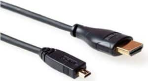 ACT 2 metre HDMI High Speed Ethernet cable HDMI-A male- HDMI-D (Micro HDMI) male. Length: 2 m Hdmi a - hdmi d m/m hse 2.00m (AK3798)