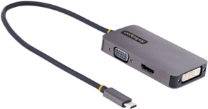 StarTech.com USB C Video Adapter - USB-C auf HDMI DVI VGA Adapter - bis zu 4K 60Hz - Aluminium - Multiport Bildschirmadapter - Thunderbolt 3 & 4 kompatibel - USB Typ-C Reiseadapter (118-USBC-HDMI-VGADVI)