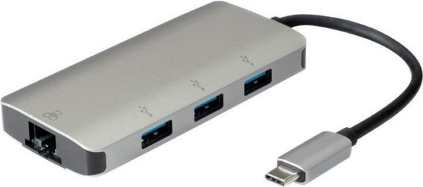 ROLINE 12.02.1108 - USB 3.2 Gen 1 (3.1 Gen 1) Type-C - RJ-45 - USB 3.2 Gen 1 (3.1 Gen 1) Type-A - Grau - Link - Gigabit Ethernet - Windows 7