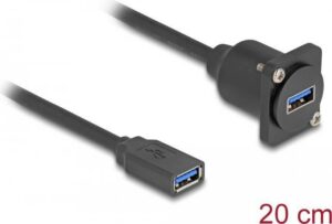 Delock - Gender Changer USB - USB Typ A (W) zu USB Typ A (W) D-Type - 20 cm - Schwarz (87983)