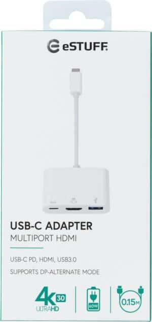 eSTUFF AV Multiport Adapter - Externer Videoadapter - USB-C - HDMI - weiß (ES623001WH)