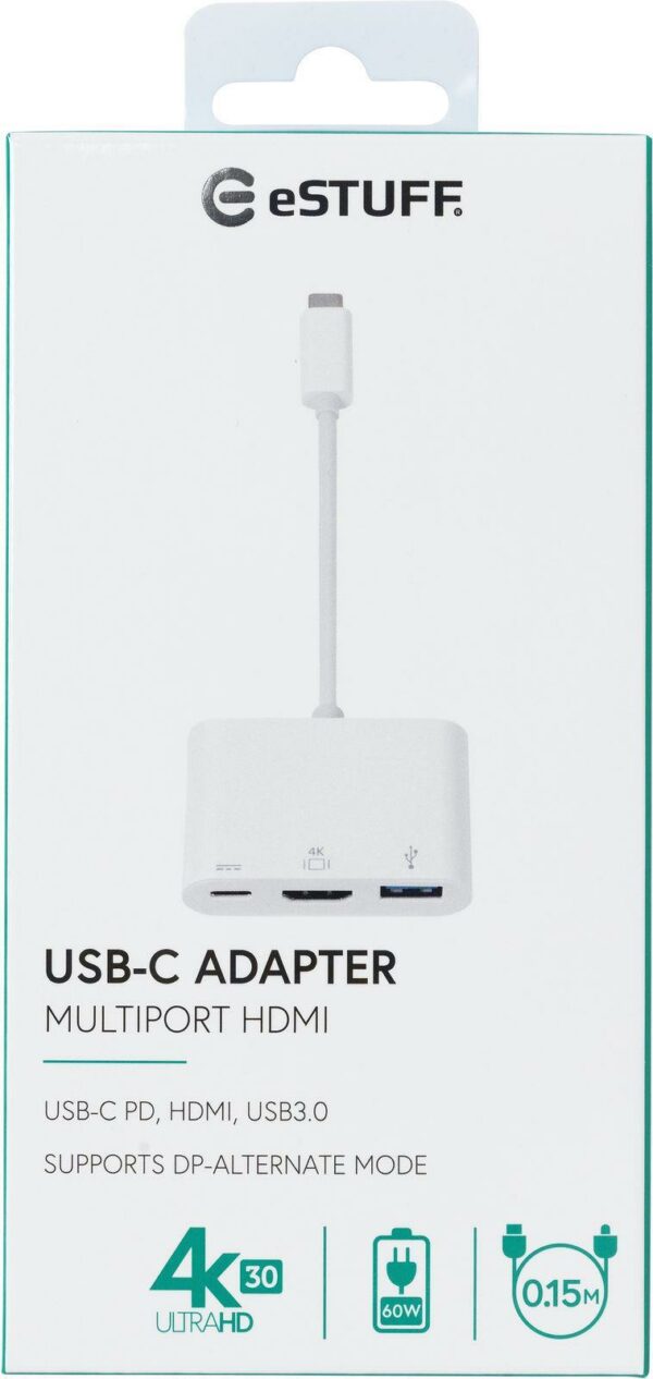 eSTUFF AV Multiport Adapter - Externer Videoadapter - USB-C - HDMI - weiß (ES623001WH)